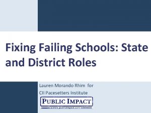 Fixing Failing Schools State and District Roles Lauren