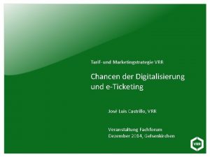 Tarif und Marketingstrategie VRR Chancen der Digitalisierung und