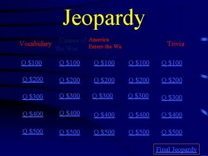 Jeopardy Americans Causes of America Vocabulary Enters the