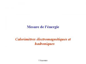 Mesure de lnergie Calorimtres lectromagntiques et hadroniques Y