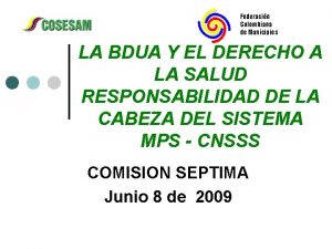 Federacin Colombiana de Municipios LA BDUA Y EL