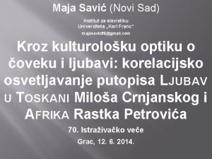 Maja Savi Novi Sad Institut za slavistiku Univerziteta