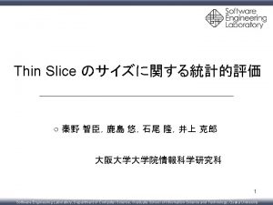 Thin Slice 1 Software Engineering Laboratory Department of