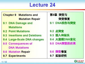 Lecture 24 Chapter 9 Mutations and Mutation Repair