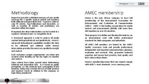 Methodology AMEC membership Impac Trac provides a detailed