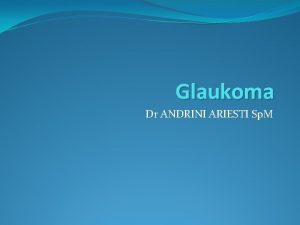 Glaukoma Dr ANDRINI ARIESTI Sp M Glaukoma primer
