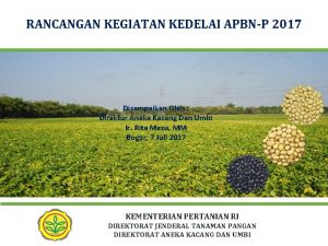 RANCANGAN KEGIATAN KEDELAI APBNP 2017 Disampaikan Oleh Direktur