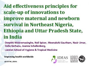 Aid effectiveness principles for scaleup of innovations to