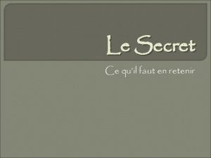 Le Secret Ce quil faut en retenir Le