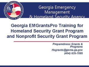 Georgia Emergency Management Homeland Security Agency Georgia EMGrants