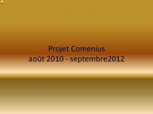 Projet Comenius aot 2010 septembre 2012 Titre Coordinateur