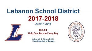 Lebanon School District 2017 2018 June 7 2018