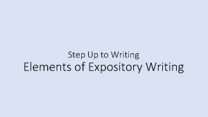 Elements of expository writing