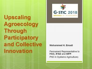 Upscaling Agroecology Through Participatory and Collective Innovation Mohammed