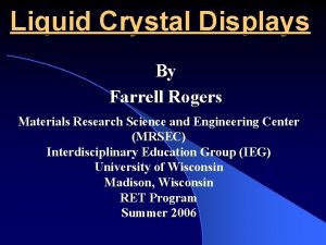 Liquid Crystal Displays By Farrell Rogers Materials Research