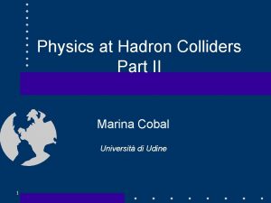 Physics at Hadron Colliders Part II Marina Cobal