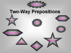 neben TwoWay Prepositions unter in an vor zwischen