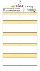 Department of English and Literacy Higher Listening 10