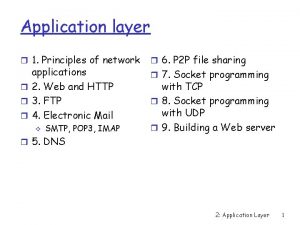 Application layer r 1 Principles of network applications