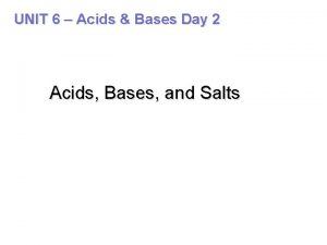 UNIT 6 Acids Bases Day 2 Acids Bases