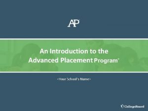 An Introduction to the Advanced Placement Program Your