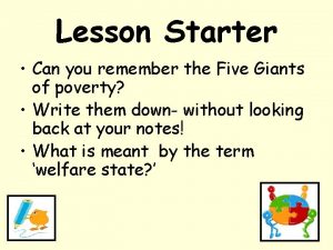 Lesson Starter Can you remember the Five Giants