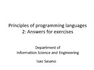 Principles of programming languages 2 Answers for exercises