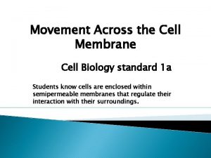 Movement Across the Cell Membrane Cell Biology standard