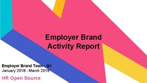 Employer Brand Activity Report Employer Brand Team Q