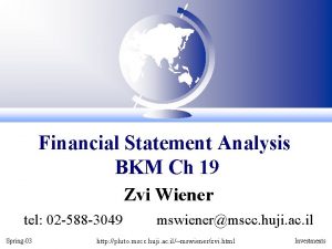 Financial Statement Analysis BKM Ch 19 Zvi Wiener