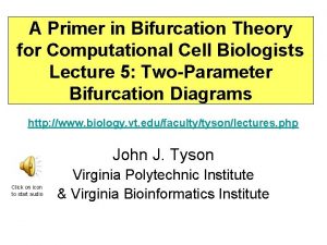 A Primer in Bifurcation Theory for Computational Cell