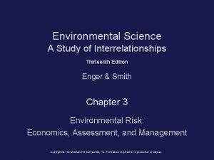 Environmental Science A Study of Interrelationships Thirteenth Edition