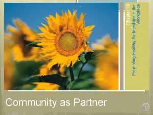 Community as Partner Chapter 19 Promoting Healthy Partnerships