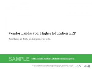 Vendor Landscape Higher Education ERP The old dogs