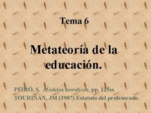 Tema 6 Metateora de la educacin PEIR S