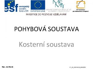 POHYBOV SOUSTAVA Kostern soustava Mgr Jan Marek VY32INOVACEBi