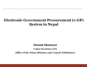 Electronic Government Procurement eGP System in Nepal Manish