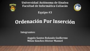 Universidad Autnoma de Sinaloa Facultad de Informtica Culiacn