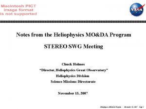 Notes from the Heliophysics MODA Program STEREO SWG