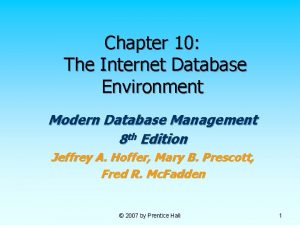 Chapter 10 The Internet Database Environment Modern Database