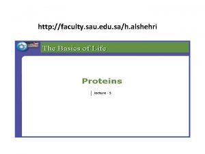 http faculty sau edu sah alshehri Definition Proteins