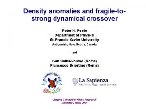 Density anomalies and fragiletostrong dynamical crossover Peter H