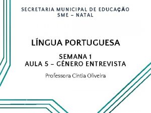 SECRETARIA MUNICIPAL DE EDUCAO SME NATAL LNGUA PORTUGUESA