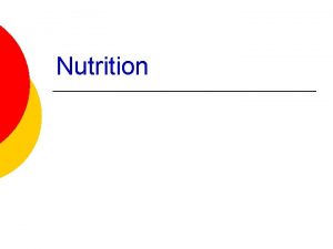 Nutrition Unit 4 Nutrition and Nutrients Nutrition is