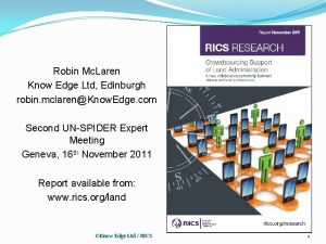 Robin Mc Laren Know Edge Ltd Edinburgh robin