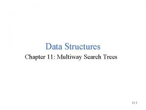 Data Structures Chapter 11 Multiway Search Trees 11