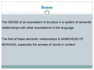 Sense The SENSE of an expression is its