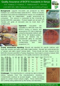 Quality Assurance of BIOFIX Inoculants in Kenya N