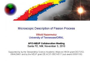 Microscopic Description of Fission Process Witold Nazarewicz University