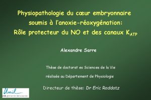 Physiopathologie du cur embryonnaire soumis lanoxieroxygnation Rle protecteur